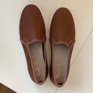 Cognac leather slide on Keds ✨ 7.5 ✨ Never worn!